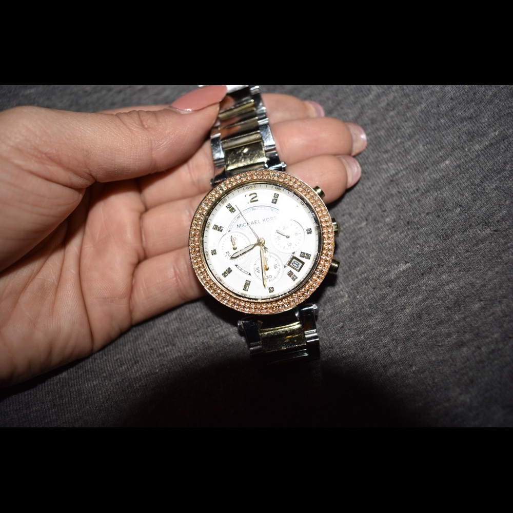 Michael Kors Parker Dual Tone Silver and Gold