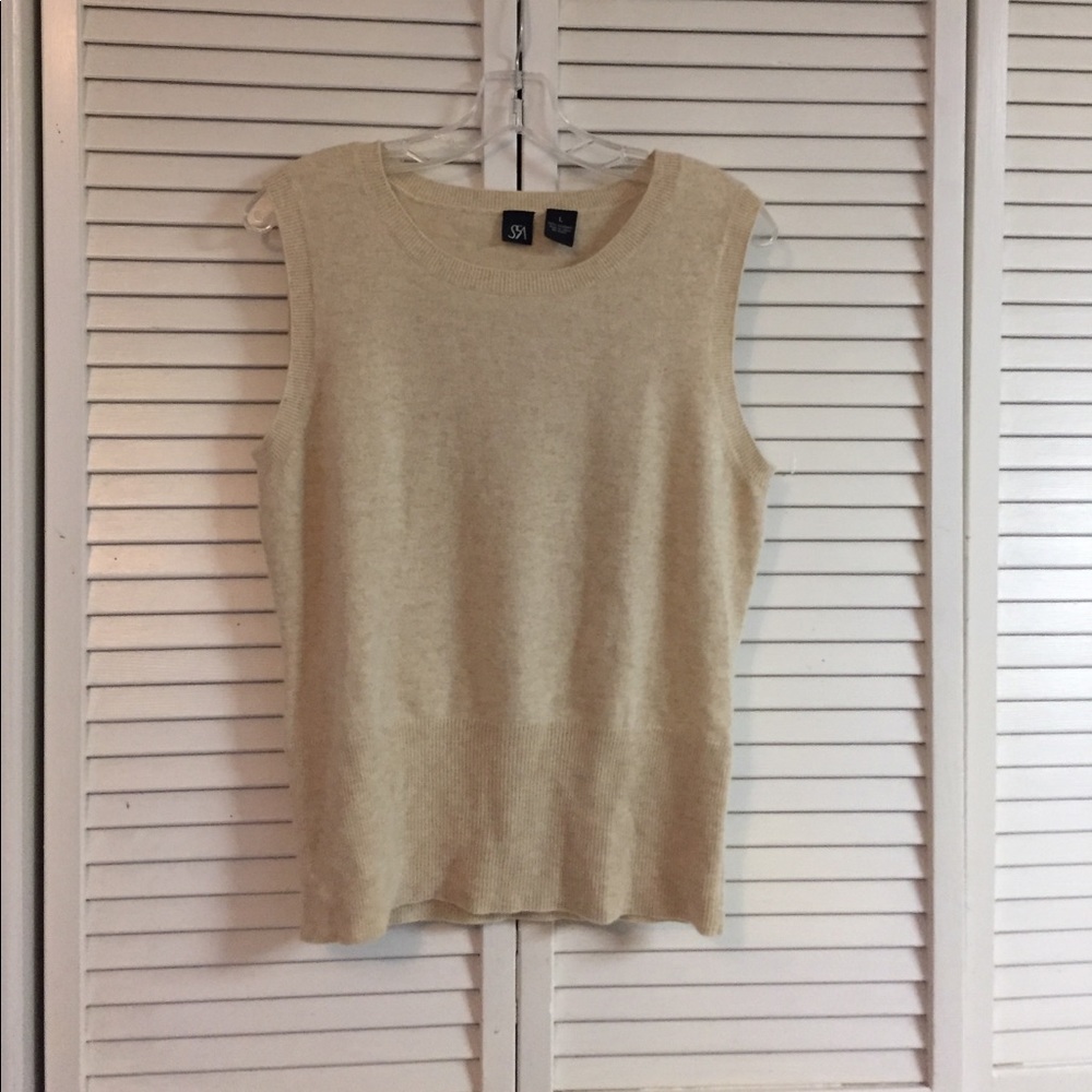 Beige Saks Fifth Ave Sleeveless Sweater
