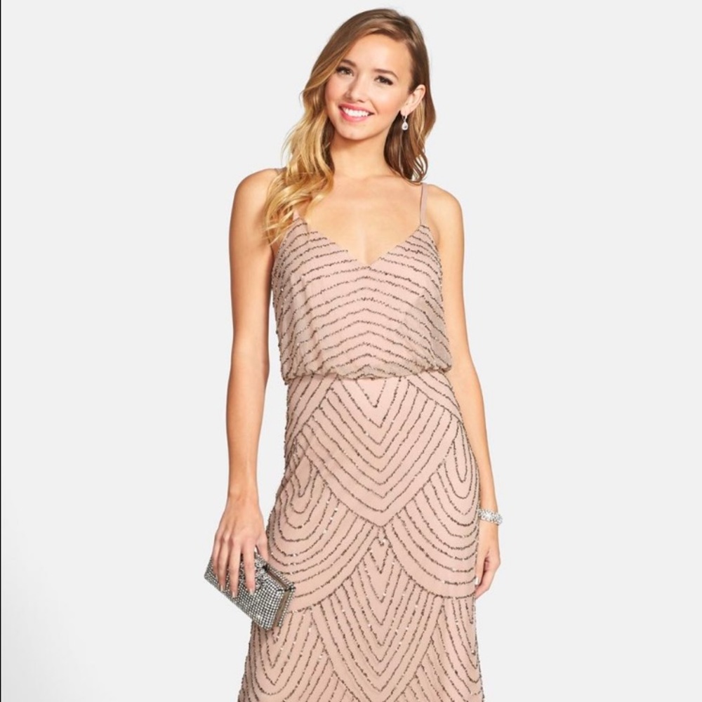 Adrianna Papell Gown - NWT! Taupe/Pink