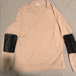 J. Crew tan sweater with leather elbow pads medium