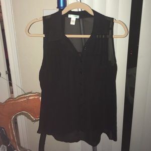 Black sheer sleeveless shirt