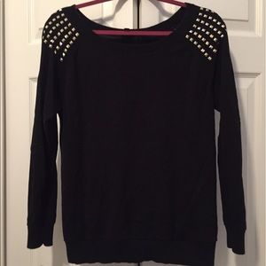 Black sweater with gold stud details by Express