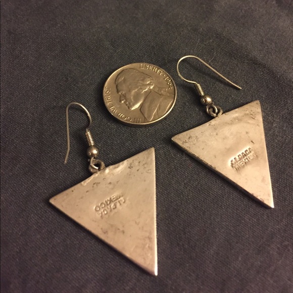Vintage Alpaca silver triangle earrings - Picture 2 of 6