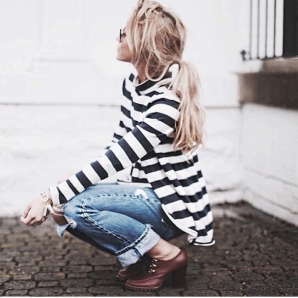 Free People Tops - Free People Mod About It Navy Striped Tunic
