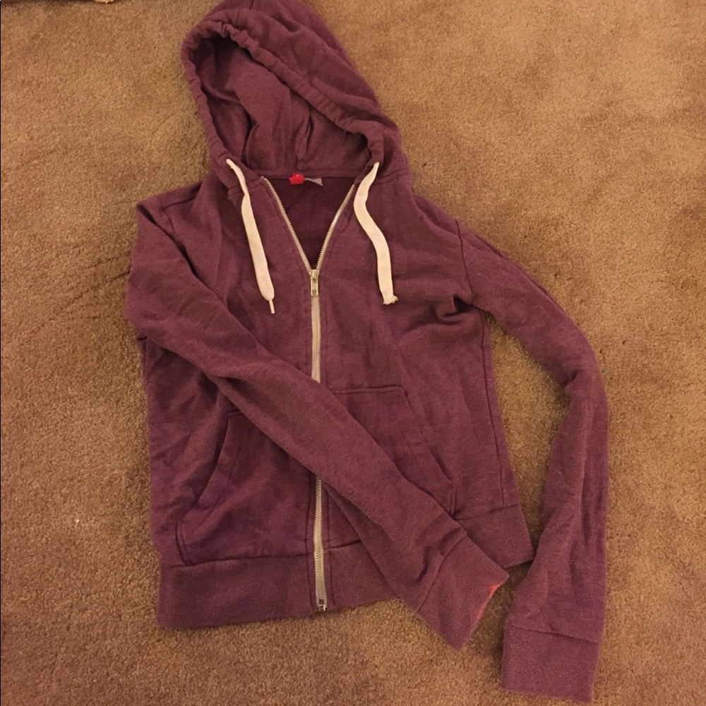 Purple zip up hooded sweatshirt