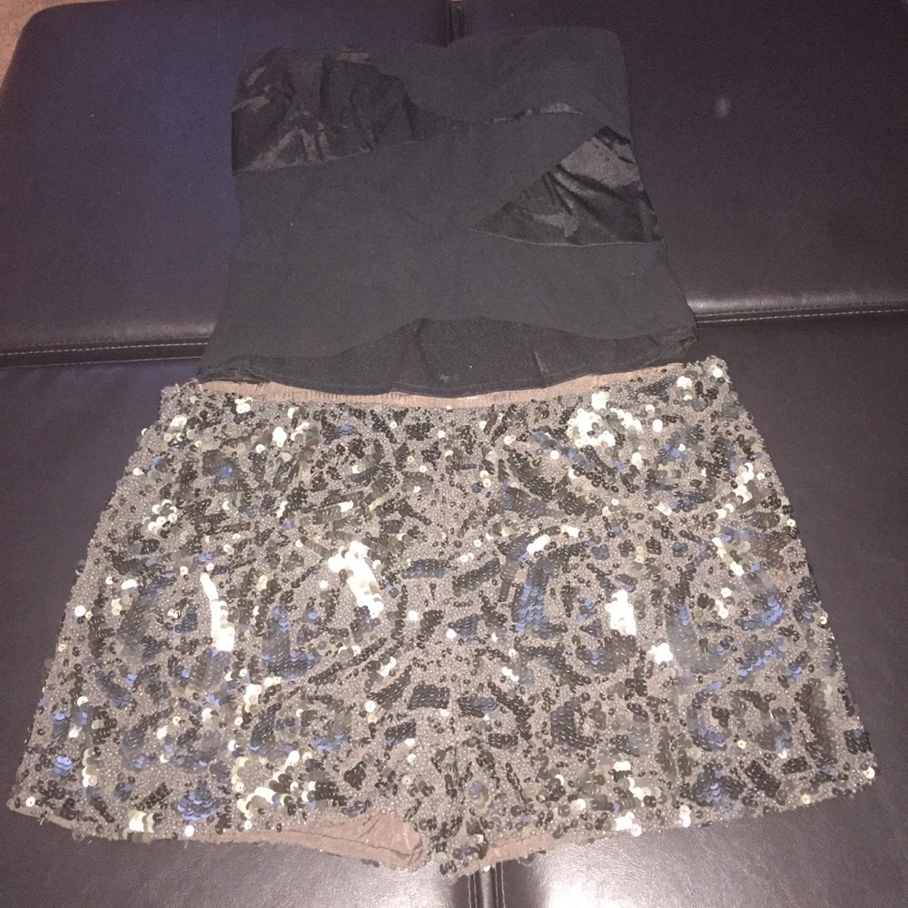 PURE 1 Khaki sequins shorts