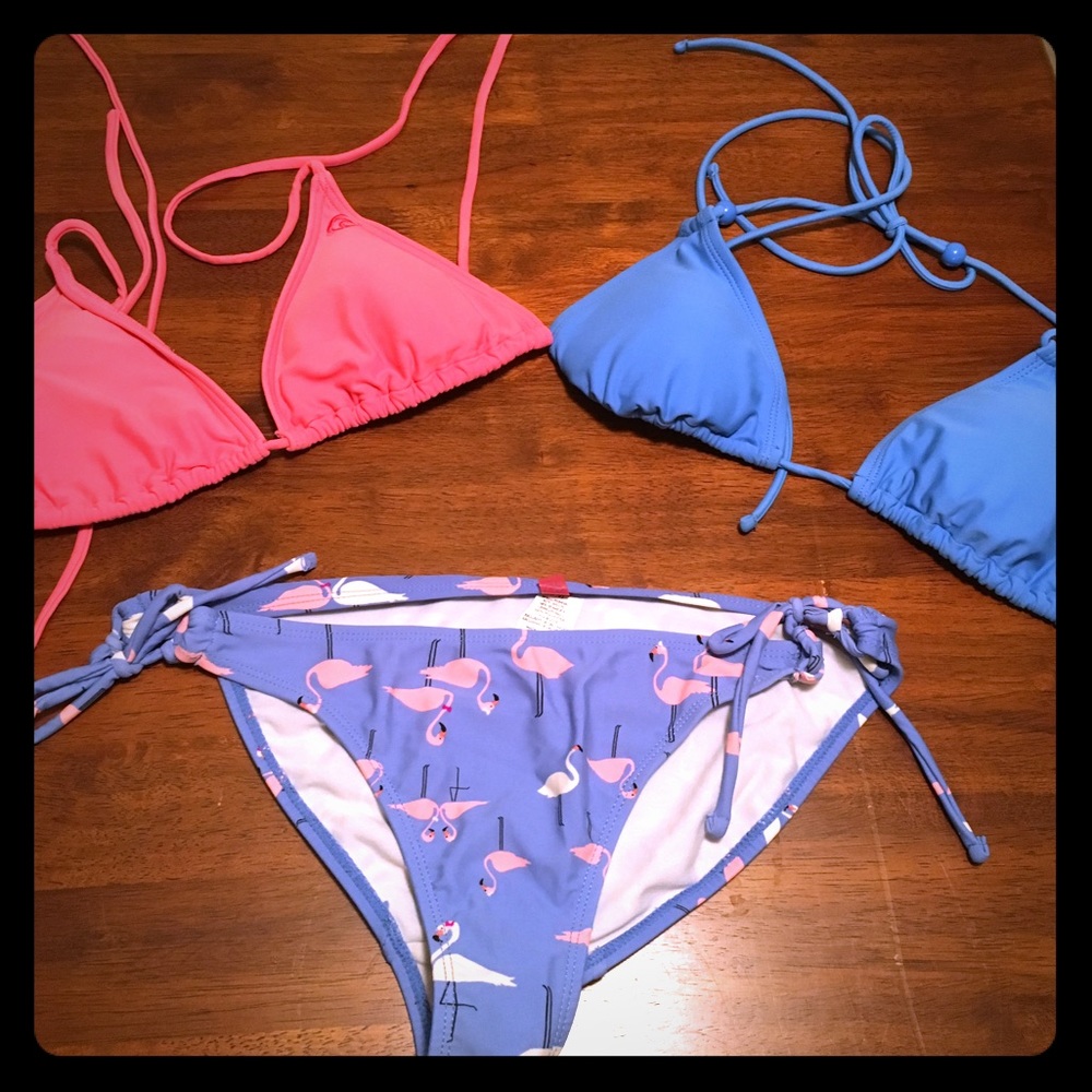 Two tops with flamingo bottoms