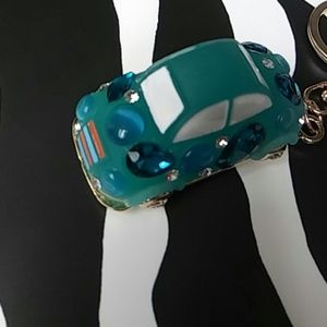 Aqua Blue with Crystals MINI CAR Keyring