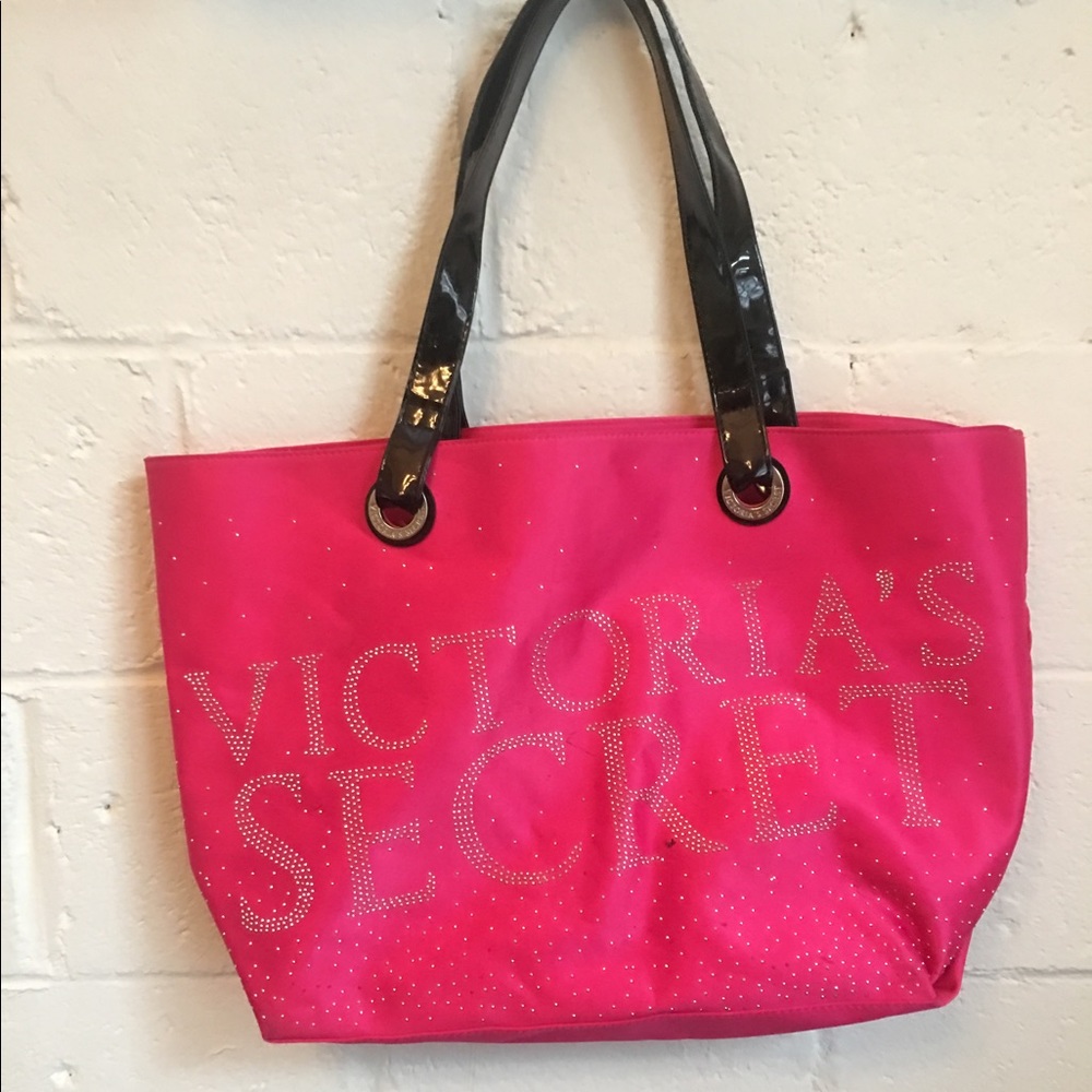 Victoria's Secret hot pink bling tote