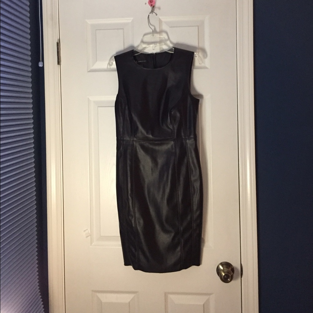 Faux leather fitted dress