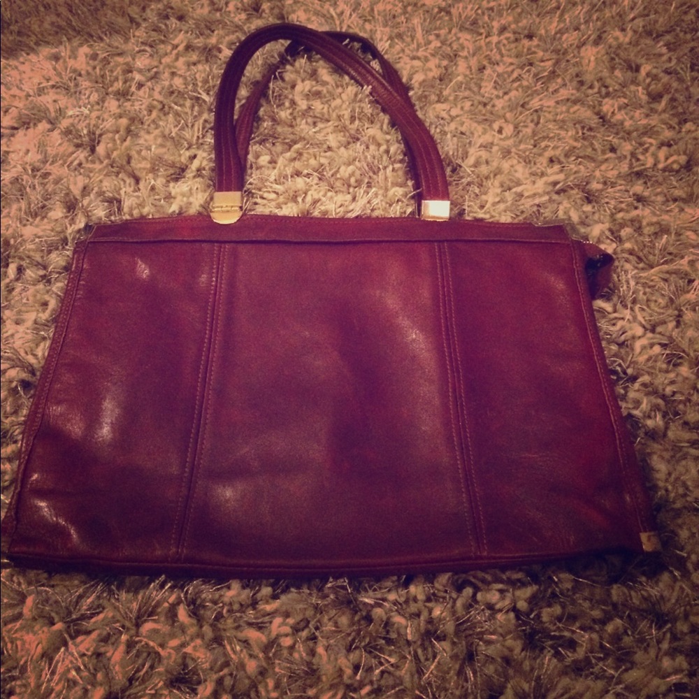 Red wine briefcase tote