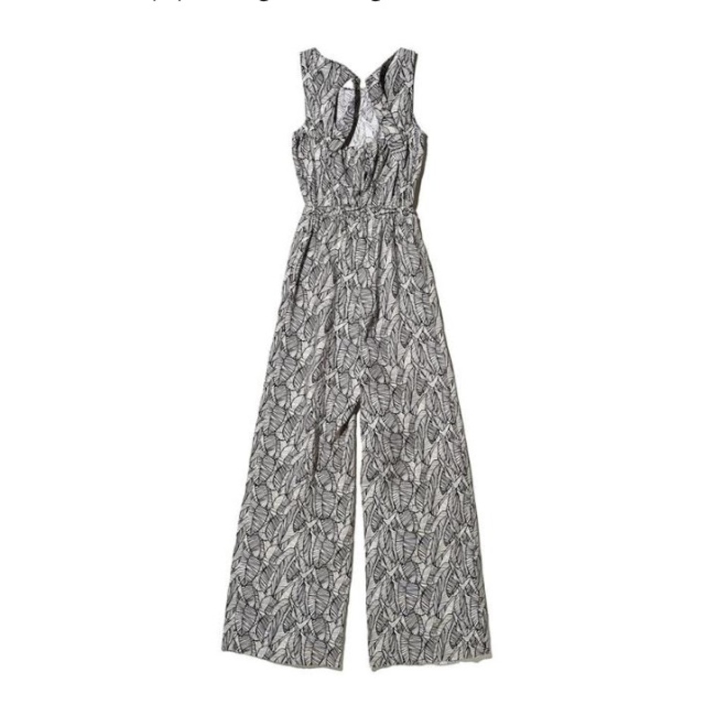Loft Black and White Wide Leg Jumpsuit