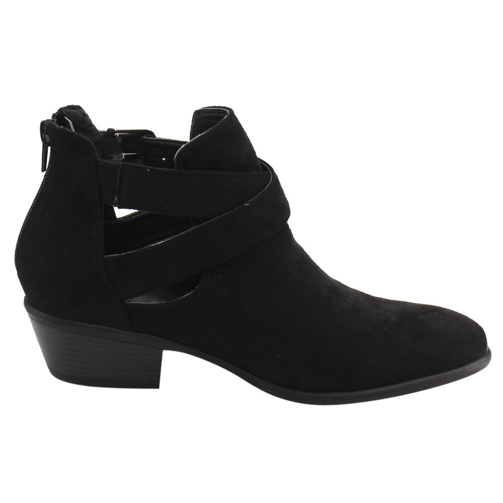 Suede cut out ankle bootie