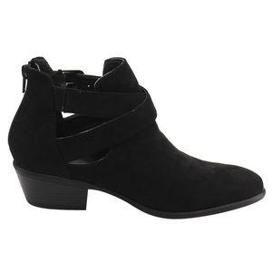 Suede cut out ankle bootie