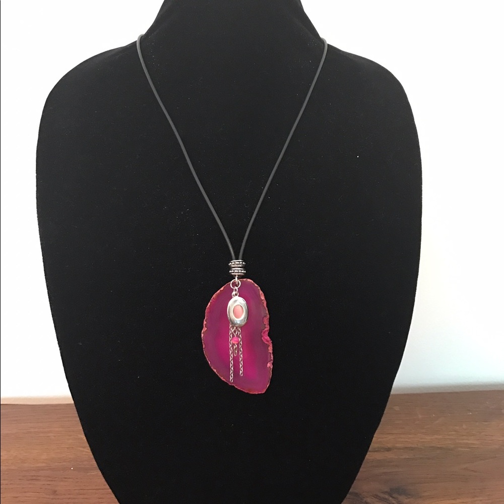New handmade leather string/Agate stone/charms.