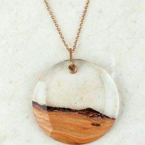 Handcrafted wood resin pendant necklace