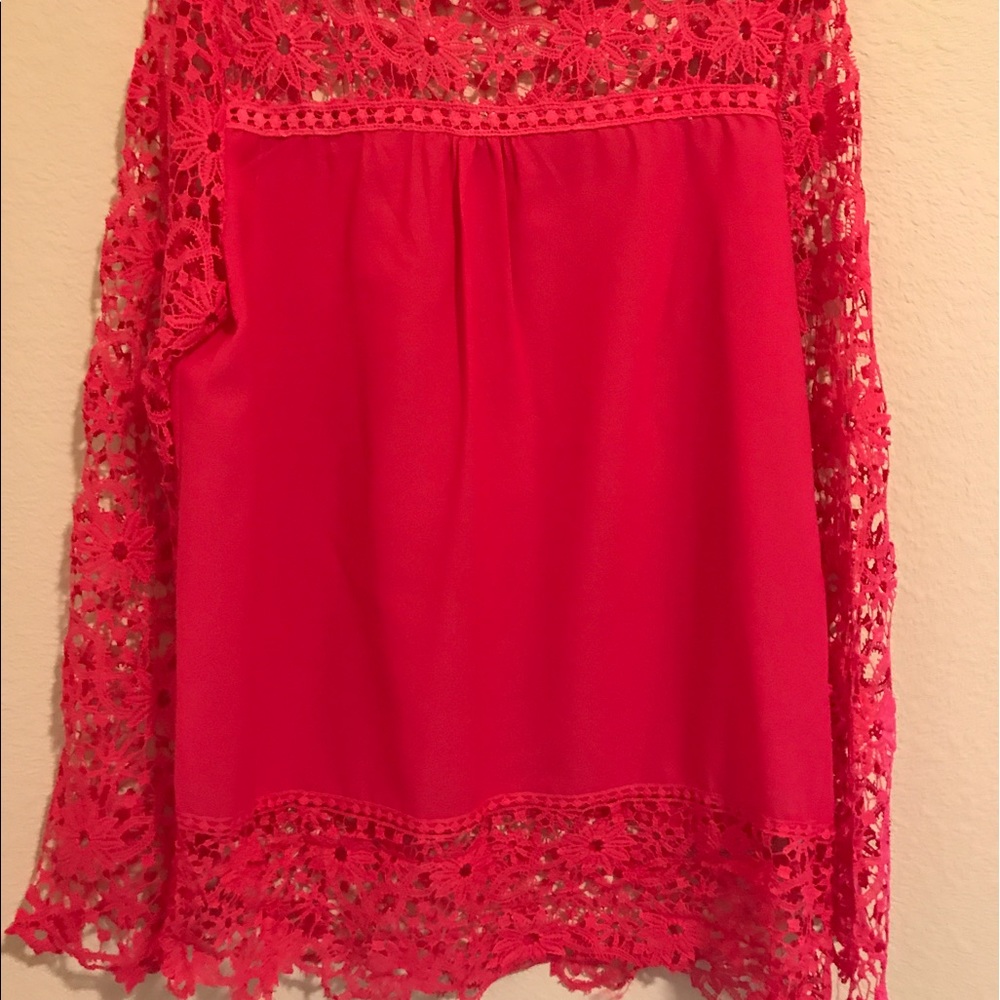Lace blouse🌺Vintage look🌸Gorgeous "Salmon color"