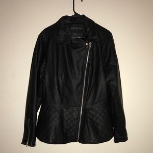 Forever 21 Black Leather style peplum jacket 3X
