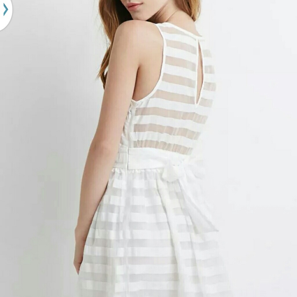 Forever 21 fit and flare shadow stripe white dress