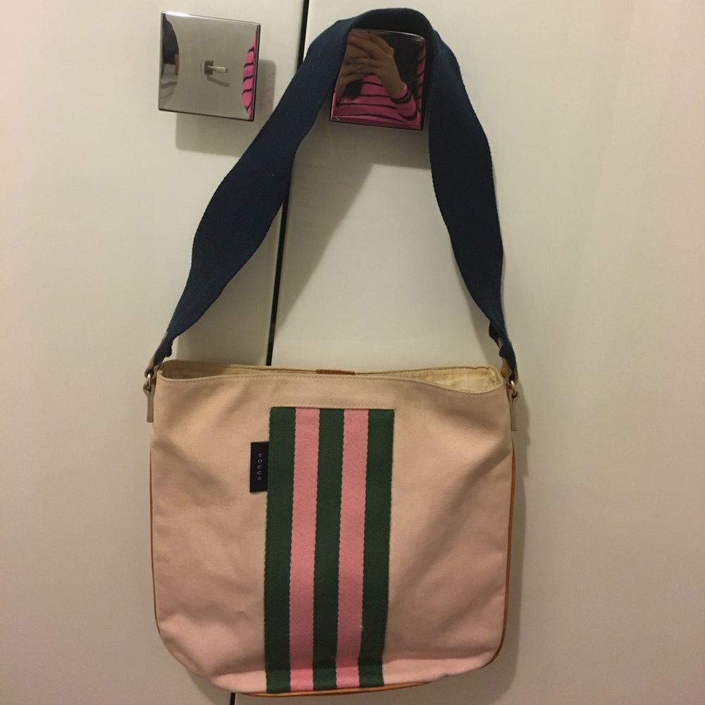 Tocca millennial pink cotton canvas bucket bag