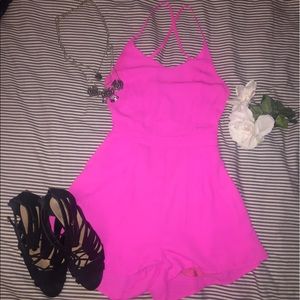 Hot Pink Backless Romper from Necessary Clothing