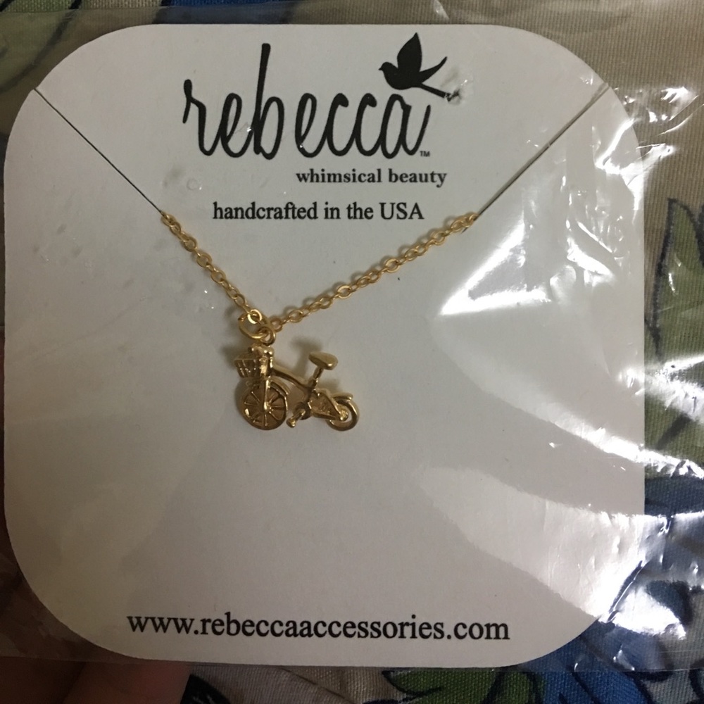 Rebecca gold bike basket necklace