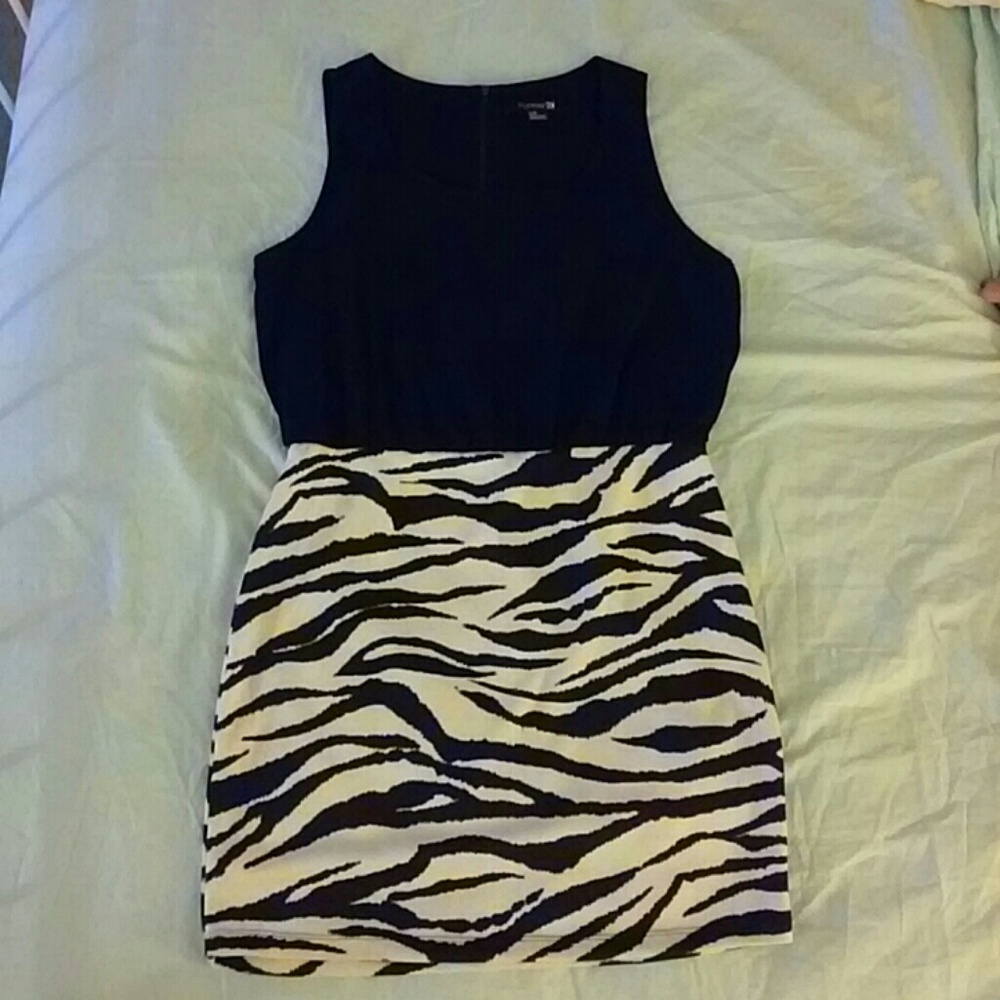 Black and white sexy print short dress