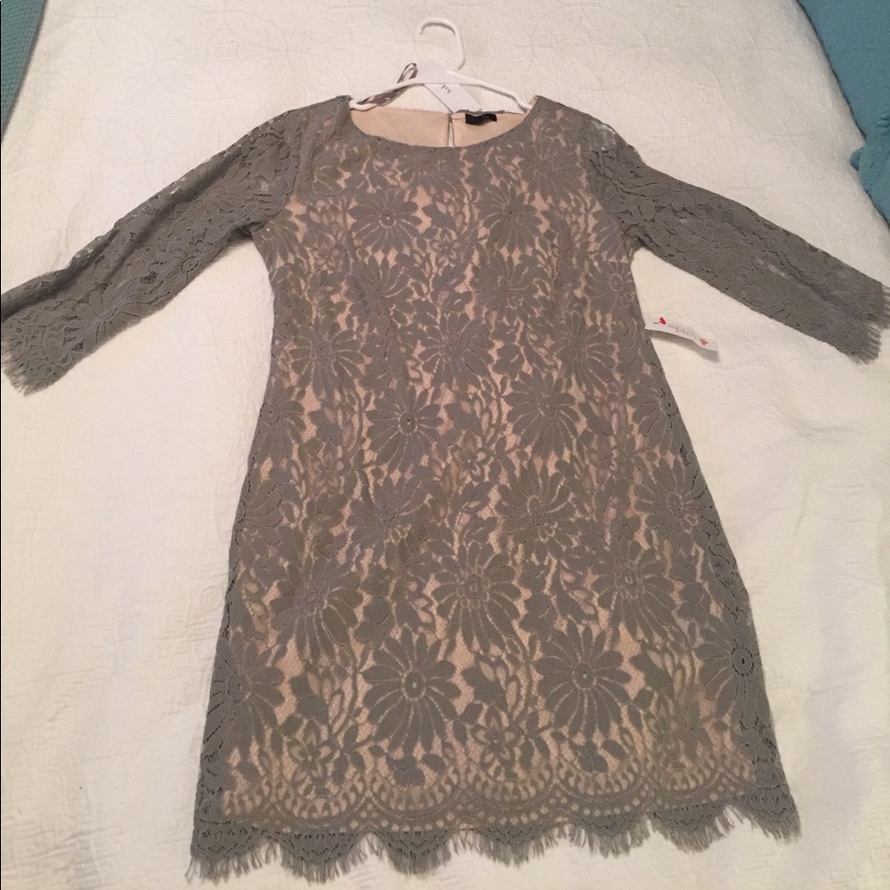 NWT Grey Lace Dress with Sleeves
