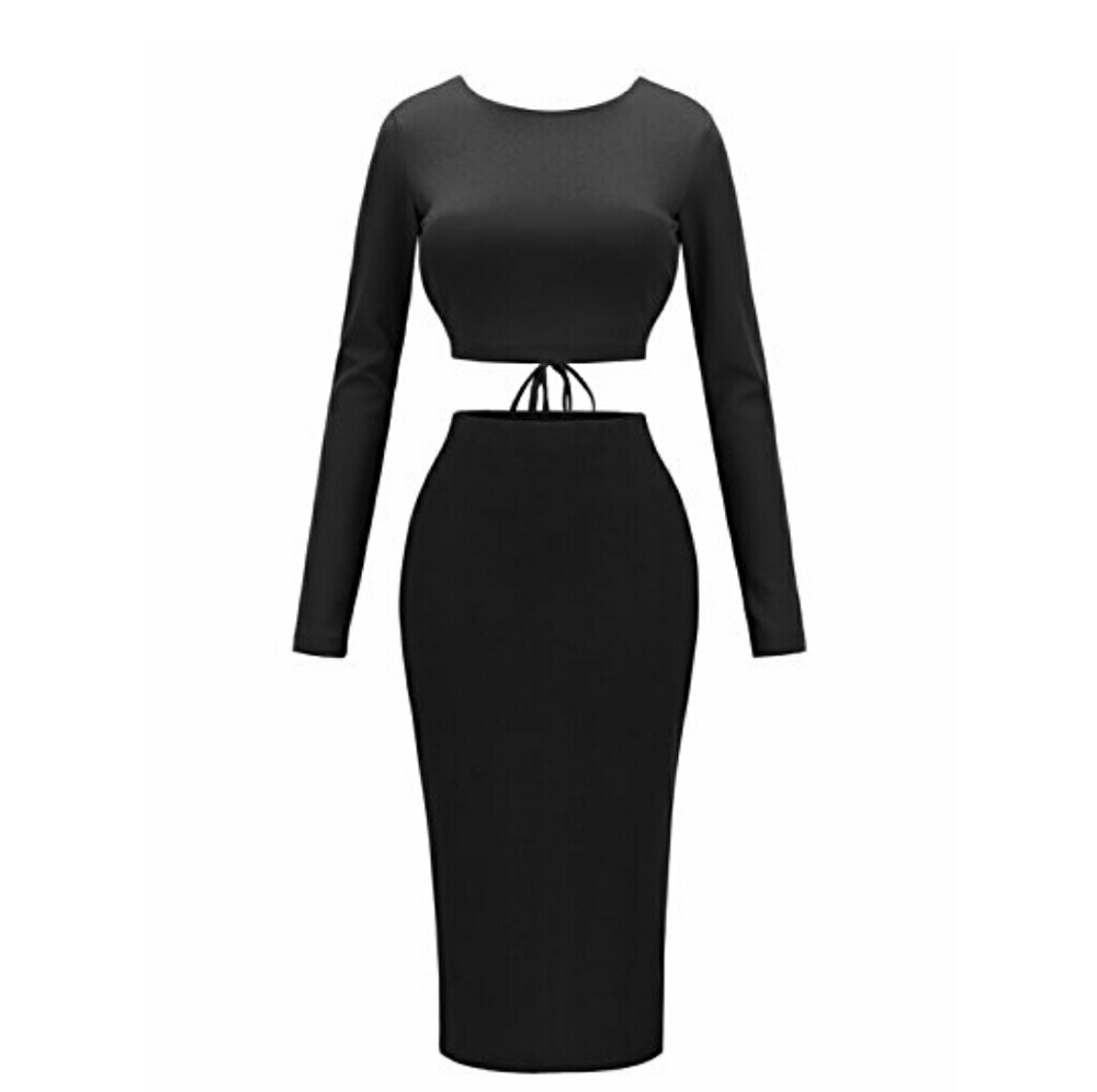 Black Two Piece Back Laced Set