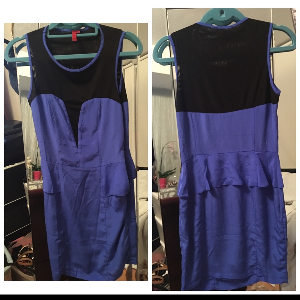 Blue dress  with black mesh