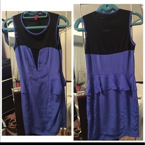 Blue dress  with black mesh