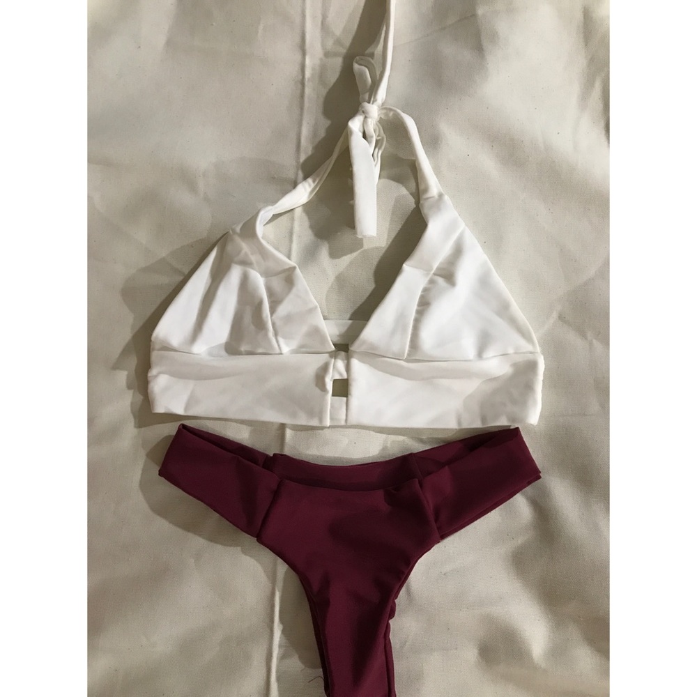 BRAND NEW White & Plum Bikini Set