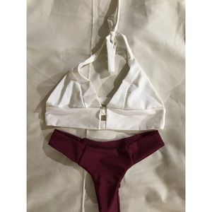 BRAND NEW White & Plum Bikini Set