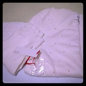Pearl Studded Sweater in White by Elle, NWT