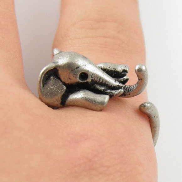 Happy Elephant Open Adjustable Boho Ring Silver - Picture 3 of 3