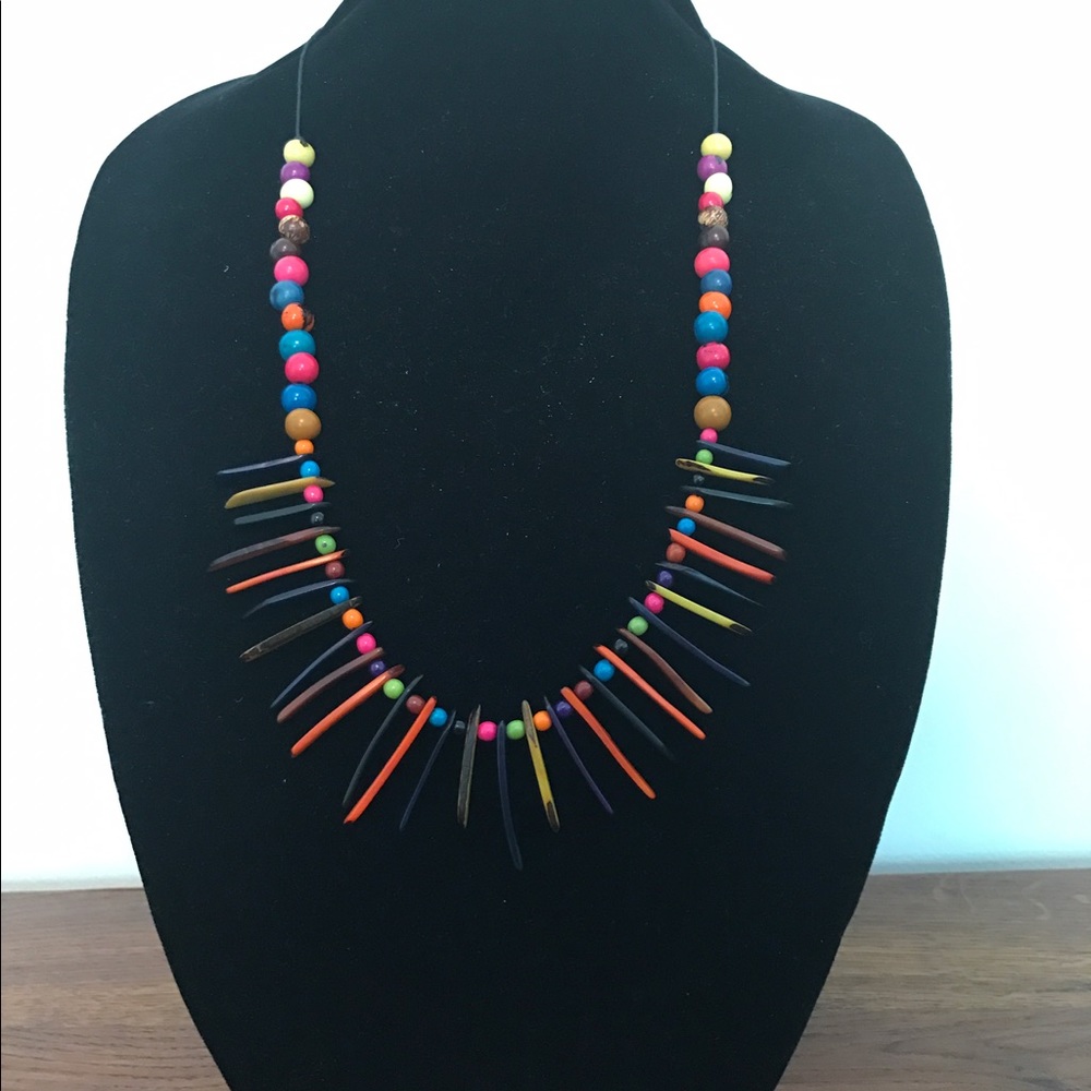 New colorful necklace with natural seeds/beans.