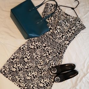 Apt. 9 Cowl Black and White Cap Sleeve Dress S