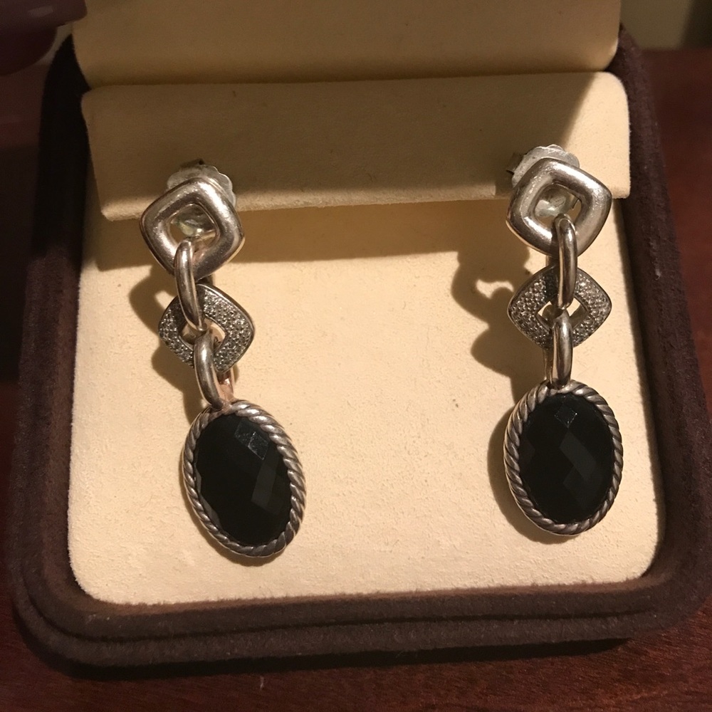 David Yurman earrings.  Post.  Onyx.
