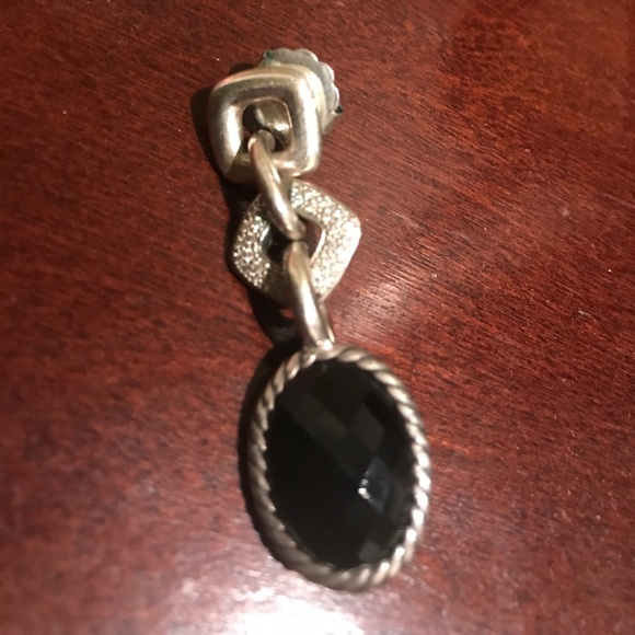 David Yurman earrings.  Post.  Onyx. - Picture 2 of 4