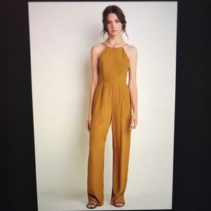 Open back mustard jumpsuit