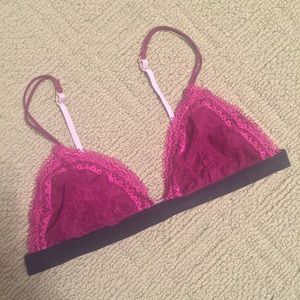 Maroon and navy lace triangle bralette