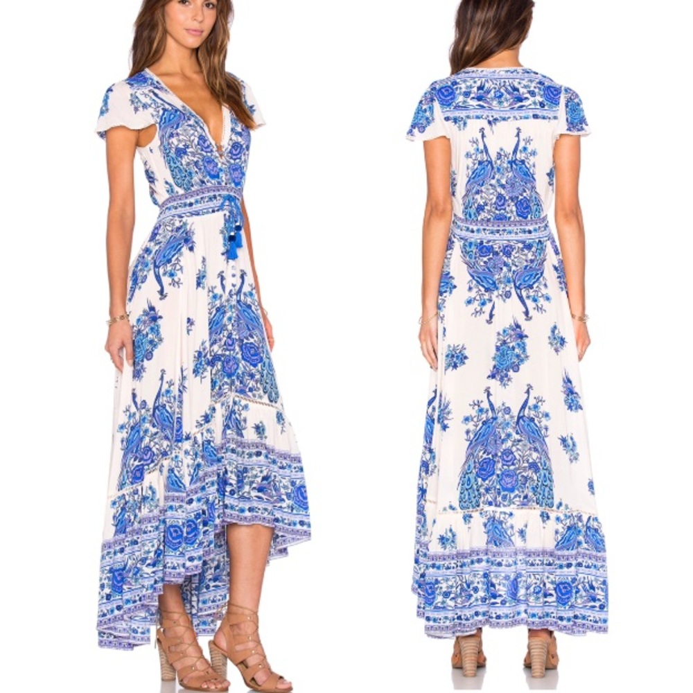 FLORAL Maxi DRESS Bluebird Blue White  NEW - Picture 3 of 4