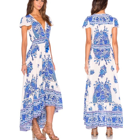 FLORAL Maxi DRESS Bluebird Blue White  NEW - Picture 3 of 4