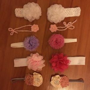 10 Twin Girl Headbands/Bows for Newborns