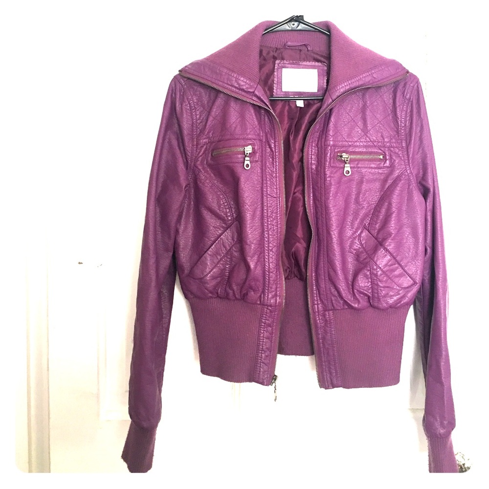 Purple faux leather jacket