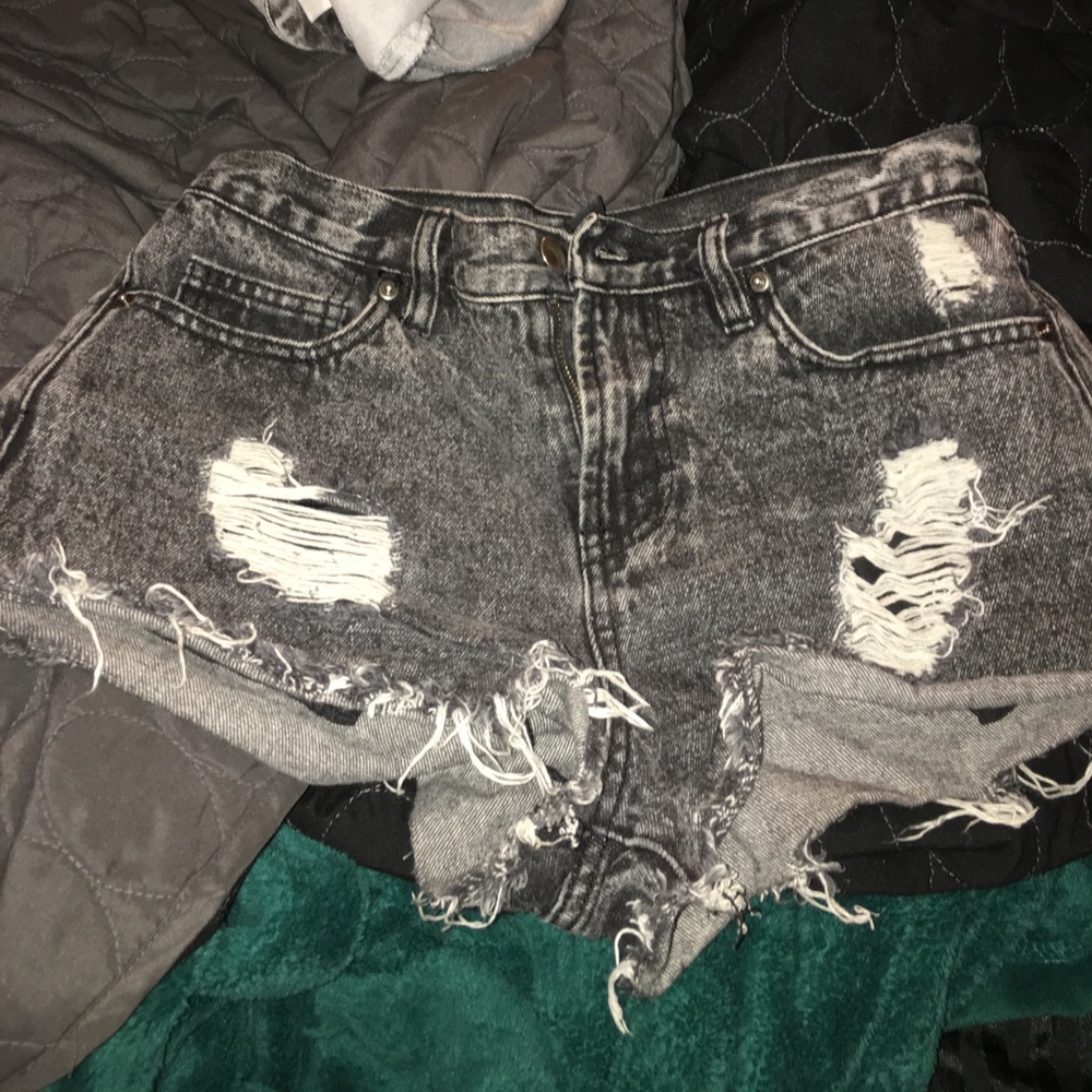 Forever 21 Black Acid Wash Jean Shorts