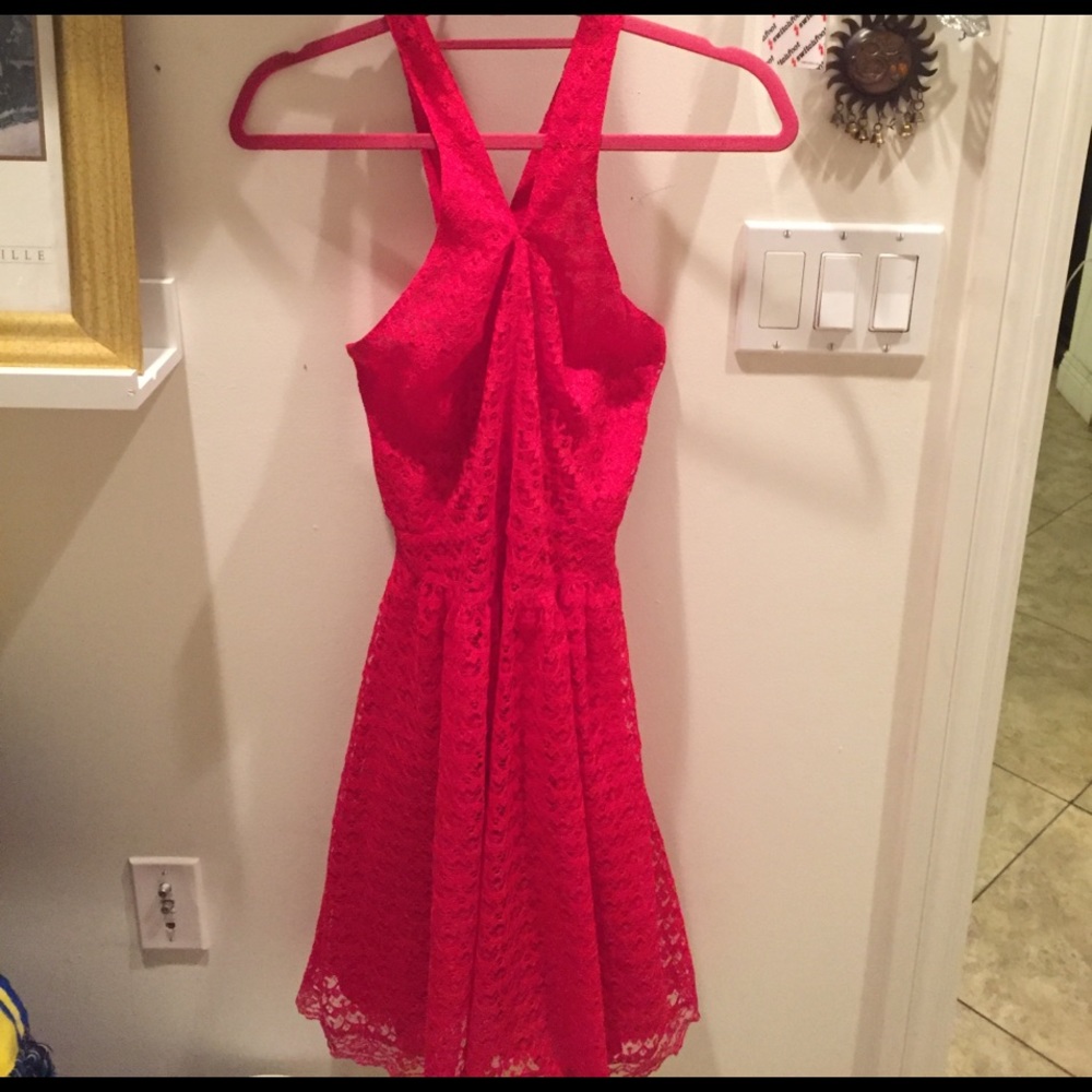 SOLD Moda International Red Lace Dress