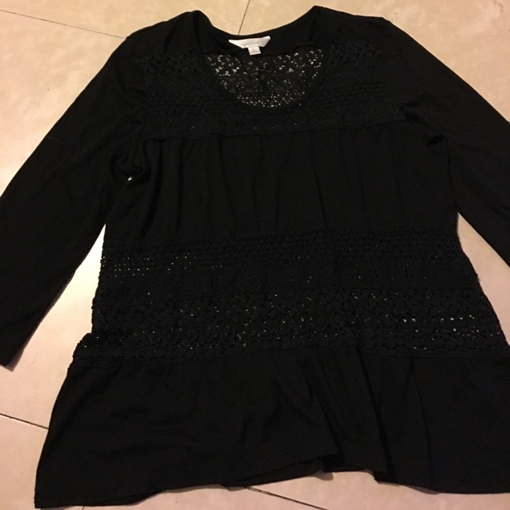Charming Charlie tunic black lace size large