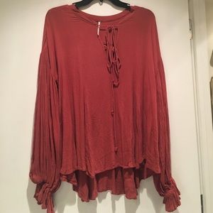 Free People Peasant tie-up Blouse