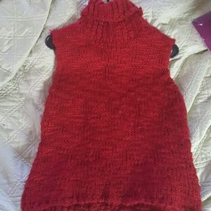 Wool acrylic blend sleeveless turtleneck